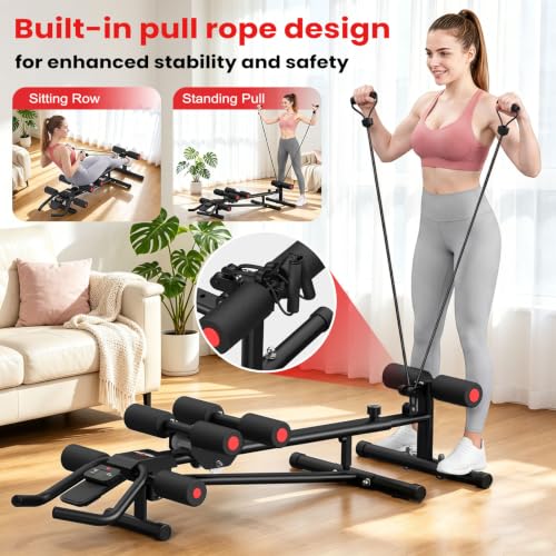 RELIFE REBUILD YOUR LIFE AB Workout Machine Adjustable Ab Trainer Machine Foldable Ab Cruncher Strength Training Equipment for Home Gym, Full Body Workout Equipment 440 LBS - color: Black-1