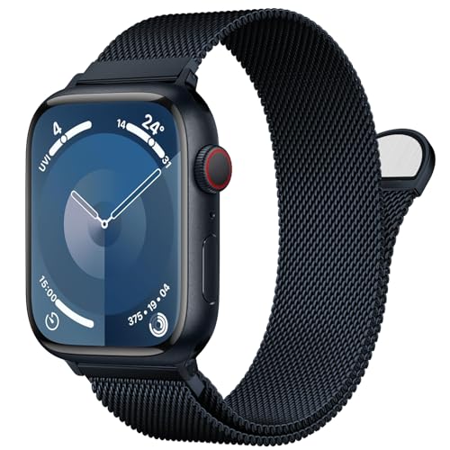 Stainless Steel Milanese Loop Compatible with Apple Watch Bands 38mm 40mm 41mm 42mm men and women, Magnetic Clasp Replacement for iWatch Ultra Series 11 10 9 8 7 SE 6 5 4 3 2 1 - color: A-Midnight, size: 38/40/41/42mm(Series 11/10)