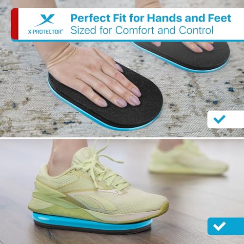 X-Protector Sliders for Working Out - 2 PCS - Double-Sided Exercise Sliders for Hard & Carpeted Floors - Gliders for Exercising! - color: Black & Blue