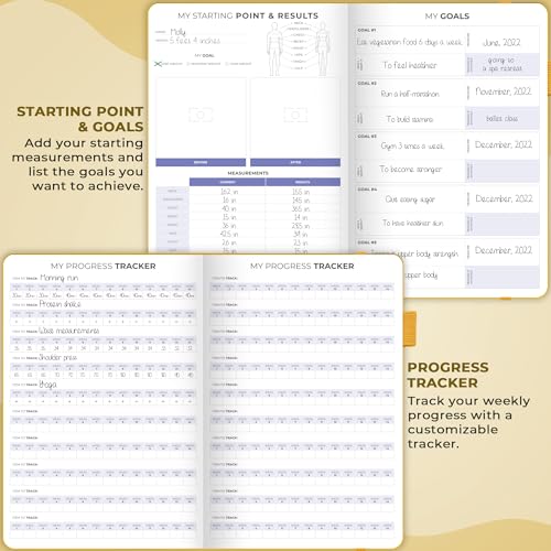 Clever Fox Fitness & Food Journal, Workout Planner, 5.8"x8.3" Amber Yellow | Lasts 3 months, undated hardcover exercise & weight loss journal for women, gym, diet, meal tracker, calorie counter book - color: Amber Yellow, size: A5 (5.8'' x 8.3'')
