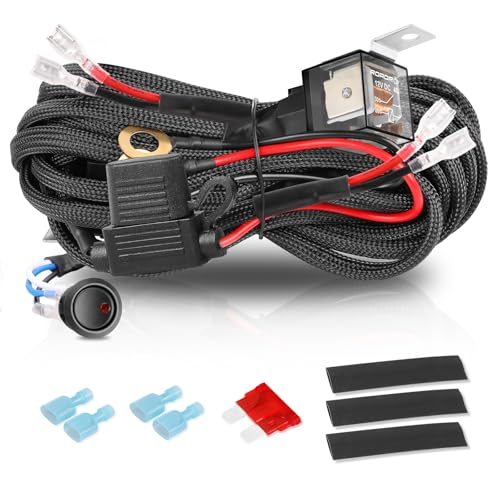 Wiring Harness 2 Lead, ACEC SHOP Light Bar Wiring Harness 12V 40A Rocker Switch Relay Fuse Nylon Wiring Harness Kit for Light Bars Work Lights Fog Lights Rock Lights for Truck UTV ATV Car Boat - style: 2 Lead