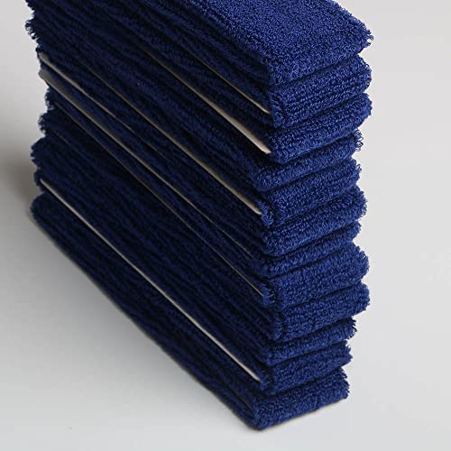 Cotton Sweatband Headbands,Pack of 12,Elastic Stretchy Sport Terry Cloth Sweat Bands,Yoga Workout Fitness Exercise Basketball Headband - color: 12pcs x blue cotton sweatband headbands