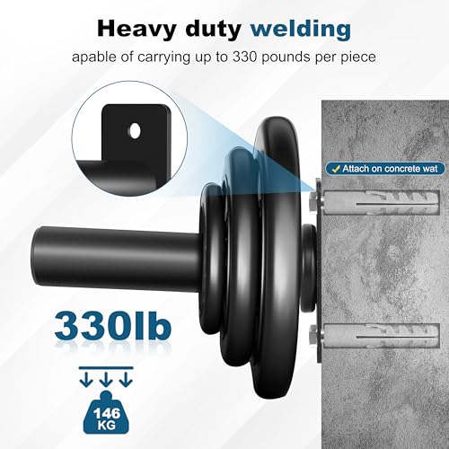 EVERYMATE Weight Plate Rack, Wall Mount Weight Plate Holder for Bumper Plates, Max Weight Capacity 330 lb, Home Gym Organizer - size: 2-inch-4P-M