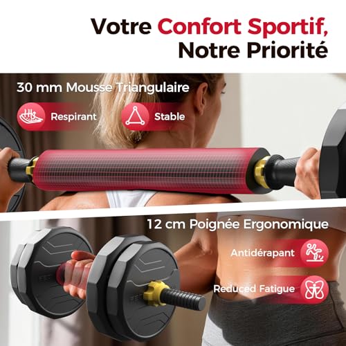 FEIERDUN Adjustable Dumbbells Set, 48/68/88lbs Free Weight Set with 4 Modes, Used as Barbell, Kettlebells, Push up Stand, Fitness Exercises for Home Gym Suitable Men/Women - style: A:48LB(24LB Pair)