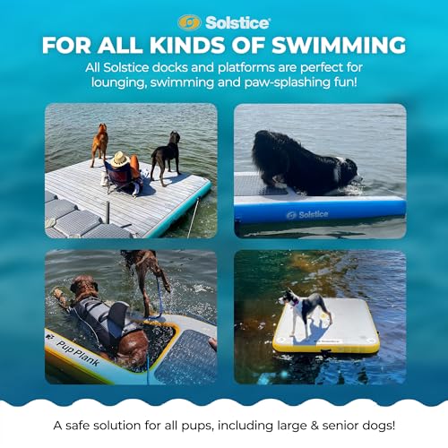 SOLSTICE Inflatable Pup Plank, Dog Water Ramp for Boats & Docks, Boost Step - size: Dock RISE (4-6 Person)