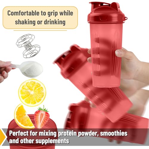 Mr. Pen- Shaker Bottles for Protein Mixes, 28 oz | Leak Proof Shaker Cups with Stainless Steel Wire Whisk Ball for Protein Shakes and Pre Workout - color: Red