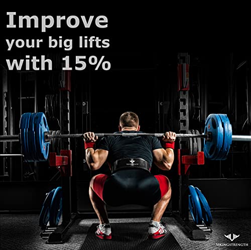 Vikingstrength Premium Weight Lifting Belt with Lifting Straps, Gym Weightlifting Belt for Men and Women, perfect for Squat, Powerlifting, Crossfit and Deadlifting M-4XL + V-Strength Workout App - size: XL