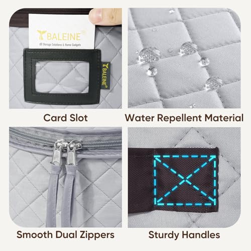 BALEINE China Storage Containers, Sturdy Quilted Wine Glass Storage, Plate Organizer with Carry Handles, Moving Boxes for Dishes, Cups, Mugs and Stemware (Plate Set, Soft Shell Grey) - color: Grey, style: Plate Set-Soft Shell