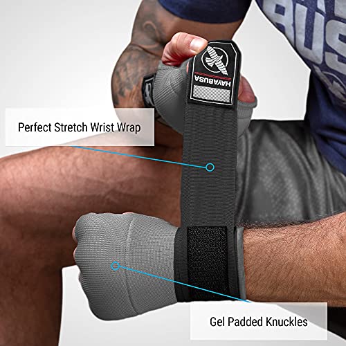 Hayabusa Quick Gel Hand Wrap Boxing Gloves | Slip-On Design, Padded Knuckle Protection, Hook and Loop Closure, Muay Thai Kickboxing, Men and Women, Sparring - color: Grey, size: Medium