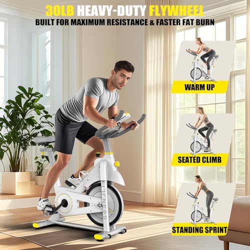Indoor Exercise Bike, 30 lbs Flywheel, LCD Monitor, 330 lbs Weight Capacity, Tablet Mount, Comfortable Seat