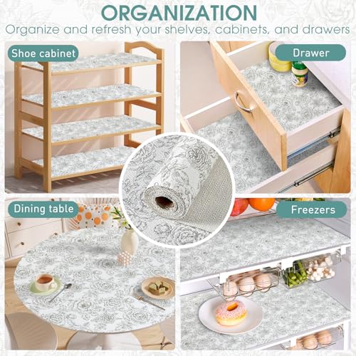 Drawer and Shelf Liner, Non-Slip Kitchen Cabinet Liners Non-Adhesive Thick Strong Grip Waterproof Washable Mats Protect Dresser Shelves Cupboard Bathroom Cabinets, Rose, 12 in X 10 FT - color: Rose, size: 11.8"W x 118"L