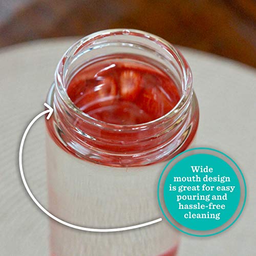 Juice Bottles - 4 Pack Wide Mouth Glass Bottles with Lids - for Juicing, Smoothies, Beverage Storage - 16oz Glass Water Bottles, BPA Free, Stainless Steel Lids, Leakproof, Reusable, Borosilicate - size: 16 Ounces