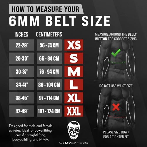 Gymreapers Weightlifting Belt 6MM Genuine Leather - Double Prong Power Belt Heavy Duty 4-Inch Wide - Strong, Stabilizing Back Support For Deadlifts, Squats Powerlifting - size: 2X-Large