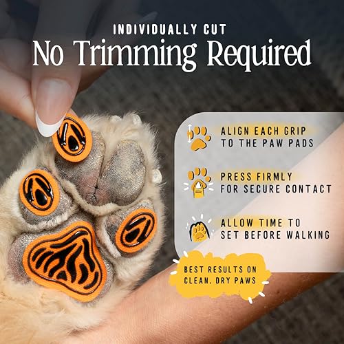 DOK TigerToes Premium Paw Grips for Senior Dogs, 40ct of Pre-Cut Anti Slip Dog Paw Pads for Hardwood Floors, Provides Traction for Slipping (40 Total Grips, Size Small) - size: Small
