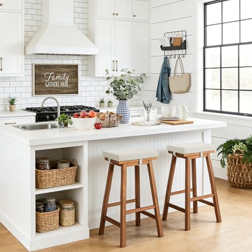Tromlycs Saddle Bar Stool Cushion Rectangle Small Bench Cushion Light Linen | Rectangular Seat Cushion, Rectangle Bar Stool Cover Pad, Kitchen Farmhouse, with Strap Ties, 18x9.5 Inch - color: Light Linen