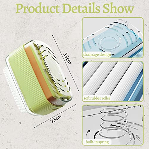 Multifunctional Foaming Soap Box for Soap Holder,Laundry Cleaning Brush | Portable Scrubbing Soap Dispenser Roller,Soap Cleaning Storage Foaming Box for Home Bathroom Kitchen - color: Green