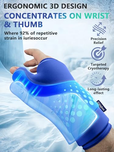 Wrist &Thumb Ice Pack Wrap -Cold&Hot Therapy Thickened Ice Gel- Hand Ice Pack & Ice Glove for Arthritis,Carpal Tunnel Relief, Tendonitis,Injuries & Recovery-Fits Men and Women (Blue, 2 Pack S/M) - color: 2 Pack-blue, size: S/M