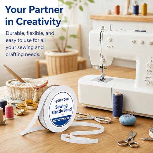 Elastic Band for Sewing 1/2 Inch Wide 12 Yards, Durable & Soft High Elasticity Stretch Elastic Bands Cord for Sewing, Waistbands, Pants, DIY Crafts, White - color: White, size: 1/2 Inch * 12 Yards