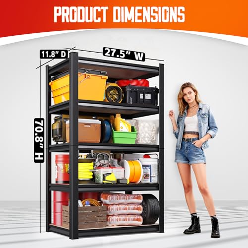 71"Hx28"Wx12"D Garage Shelving-5 Tier Garage Storage Shelves,Adjustable Heavy Duty Metal Shelving Unit and Storage Large Rack,Utility Steel Shelf For Warehouse Industrial Pantry Basement Organizers - size: MDF/28"Wx12"Dx71"H