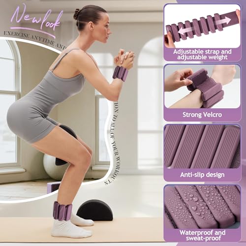 BECOJADDE Ankle Weights Set of 2 (1 lb/2 lb Each) for Women Men Adjustable Wrist Bracelet for Home Gym Weighted Bangles Wristbands Leg Arm Weights for Walking Swimming Running Pilates Yoga Gym - color: Deep Plum, size: 4 Lb Pair (2 Lb Each)