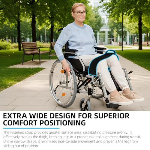 Wheelchair Thigh Leg Strap with Handle, One Handed Release Wheelchair Strap Seat Belt Leg Support Strap for Elderly Dementia Paralysis Parkinson's - size: 1PCS With Handle