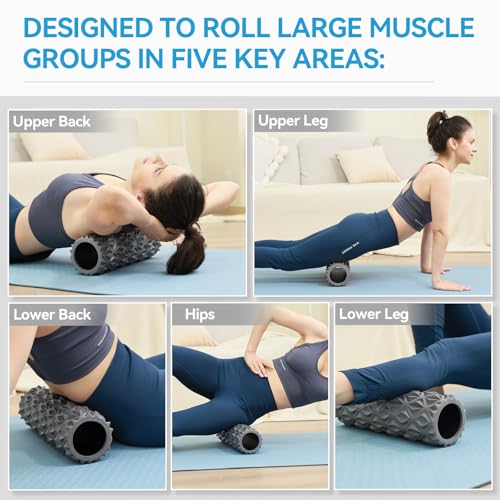 Foam Roller, 15 inch High Density Massage Roller for Exercise | Deep Tissue Massager for Muscle Massage, Myofascial Trigger Point Release, Exercise, Yoga, Pilates & Stretching, Gray - color: Gray