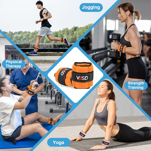 VBSD Adjustable Ankle Weights for Men Women, 2 4 6 8 10 lbs 1 Pair Leg Weight Straps, Weighted Ankle Weight Set with Removable Sandbags for Walking Running Yoga Physical Therapy Gym Home Workout - color: Orange, size: 3.5LBx2