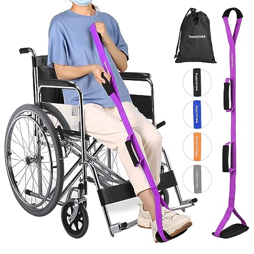 39'' Long Leg Lifter Strap with Padded Handgrips and Feet Loop,Rigid Leg Lifter Hip&Knee Replacement Surgery Recovery Kit,Mobility Aids Foot Lifter Easily Get in and Out of Bed,Car,Wheelchair - color: Pink, size: 39 Inch