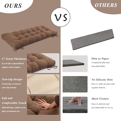Indoor Bench Cushion for Indoor Furniture 48"x19" Lightbrown 1 Pc | Thick, Stay in Place, Textured Fabric, for Entryway Window Shoe Storage and Kitchen Bench, Comfort Sitting, Upgrade Decor - color: Light Brown