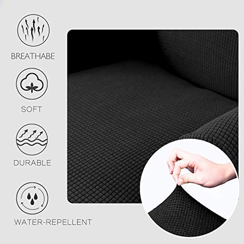 Granbest Premium Water Repellent Wingback Chair Cover 2-Piece High Stretch Jacquard Fabric Wing Back Chair Slipcovers (Wing Chair Cover, Black) - color: Black
