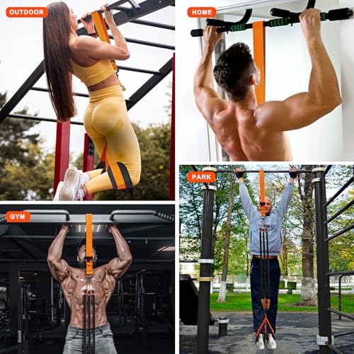 HPYGN Two Foots Pull Up Assistance Bands, Heavy Duty Resistance Band for Pull Up Bar, Adjustable Weight/Size with Fabric Feet/Knee Rest, Bands for Pull Up Assist for Strength Training, Pull Up - color: 1-Orange