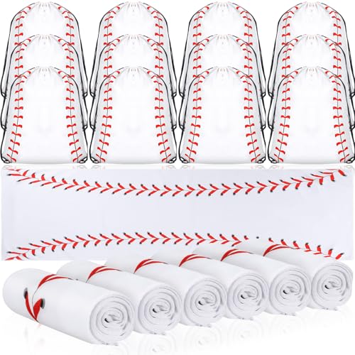 Hahafelt 24 Pcs Team Gifts, Including 12 Cooling Towels, 12 Drawstring Backpack Sports Party Favor for Teens Players Athletes Gifts Sport Supplies - style: Baseball Style