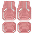 PIC AUTO Heavy Duty Pink Rubber Floor Mats, Silver Aluminum Film Car Mats Set, Front and Rear Car Mats with Anti-Slip Backing, All Weather Protection, Trim-to-Fit for Automotive SUV, Sedan, Van - color: All Pink