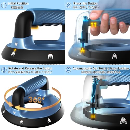 READAEER Push Up Bars, Rotating Handle Design with Bearings for Smooth, Effortless for a Wider Range of Motion, Handle Rotation, Wide Grips with Non-Slip Rubber Pads for Comfort Exercise - color: Blue