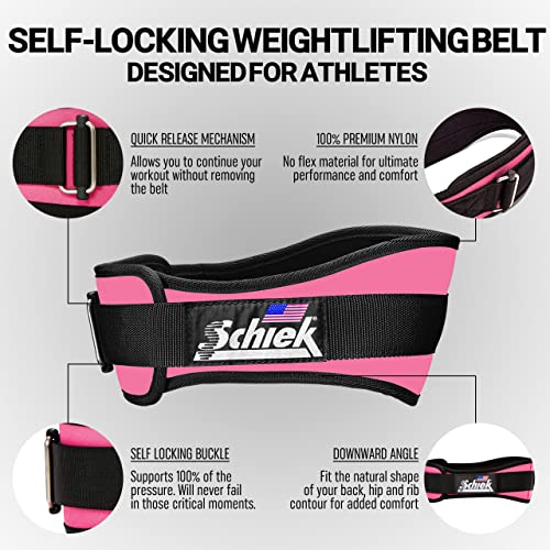 Schiek Sports Model 2004 Nylon 4 3/4" Weight Lifting Belt - Black - color: Pink, size: X-Small