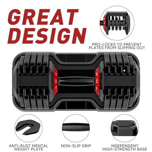25/55lb Pair Adjustable Dumbbell Set, Adjustable Dumbbells Set of 2, 5 in 1/10 in 1 Free Weights Dumbbells Set with Anti-Slip Texture Handle, Weight Set For Home Gym Suit both Men and Women - color: Pro-10Weights-55LBS
