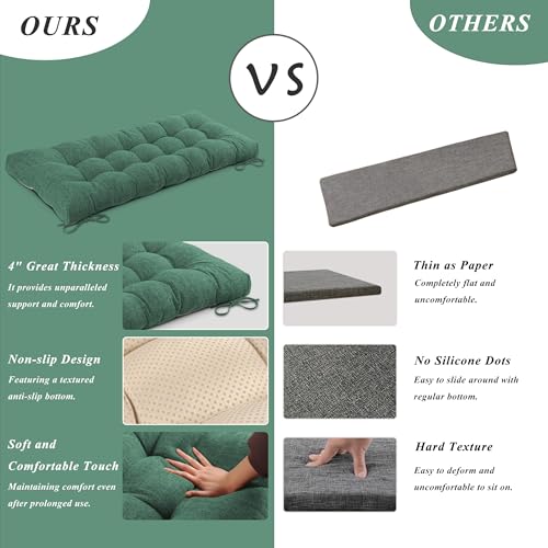 Indoor Bench Cushion for Indoor Furniture 48"x19" Green 1 Pc | Thick, Stay in Place, Textured Fabric, for Entryway Window Shoe Storage and Kitchen Bench, Comfort Sitting, Upgrade Decor - color: Green