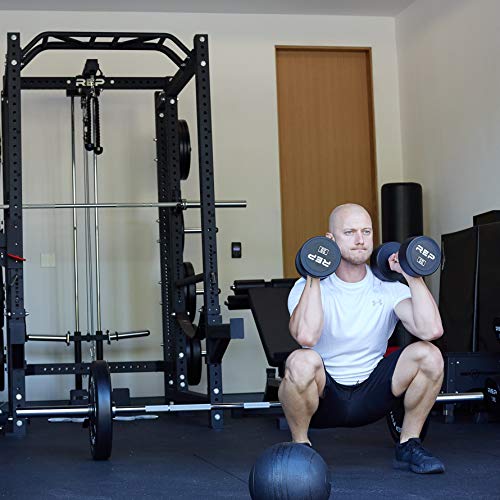 REP Fitness Urethane Coated Round Dumbbells, 5 to 100 lbs, Singles or Pairs, With or Without Rack, Steel Core, Rubber Encased, Chrome Handles, Professional Weights for Home Gym Strength Training - style: 5-100 lb set
