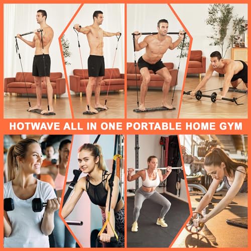 HOTWAVE Push Up Board, Portable Pushup Board & Plank Trainer, Push Up Bar | Foldable Pushup Handles for Floor, Multifunctional Workout Equipment with 20 Gym Accessories for Men and Women at Home Gym - color: Black