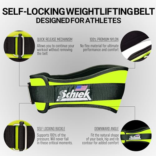 Schiek Sports 2006 Nylon 6 Inches Weight Lifting Belt - Support Belt for Power Lifting - color: Neon Yellow, size: X-Small