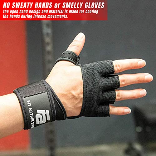 Fit Active Sports RX2 Weight Lifting Workout Gloves with Built-in Wrist Wraps - Gym Gloves with Wrist Support Durable Non-Slip Palm Padding to Avoid Calluses - for Men & Women - size: Small