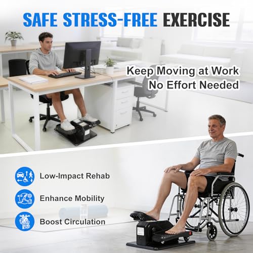 TABEKE Under Desk Elliptical Machine, Electric Ellipse Leg Exerciser | for Senior with Remote Control & 12 Speeds, Portable Quiet Electric Seated Pedal Exerciser for Home with Display