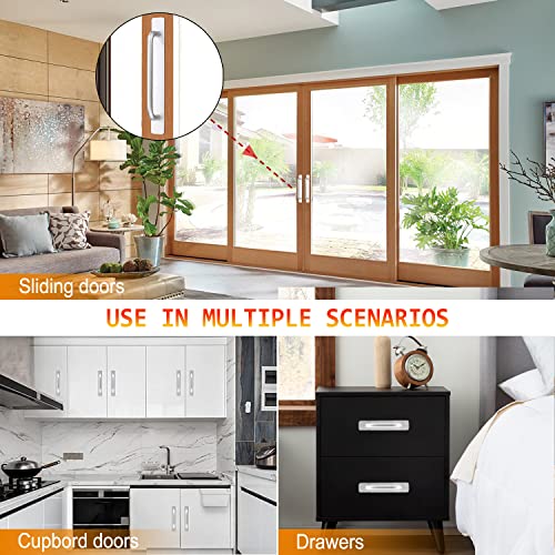 Self-Stick Instant Cabinet Handles - 2pcs Aluminum Alloy Drawer Pulls Helper with Adhesive Door Handle for Kitchen Cabinet Window Sliding Closet (8.35", Silver) - color: Silver, size: Large (8.35")
