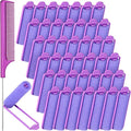 Syhood 43 Pcs Foam Sponge Hair Rollers Women 0.59 Inch Soft Sleeping Curlers Flexible Sponge Curler Tool and Rat Tail Comb for Hair Styling Hairdressing Overnight Curl and Volume(Purple) - color: Purple