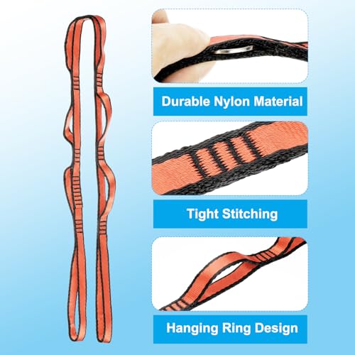 PATIKIL Daisy Chain Straps, Strong Climbing Strap Adjustable Nylon Chain Sling with Loops for Aerial Yoga Hammock Swing - color: Orange, size: 43 Inch