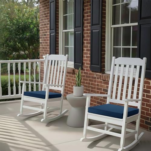 Outdoor Chair Cushions, Water-Resistant & Fade-Resistant, Patio Furniture Seat Replacement Chair Pads with Ties Zipper, Removable Cover, Non-Slip Bottom, Set of 4, 18.5 x 16 Inch, Navy Blue - color: Navy Blue, size: 18.5" x 16" 4 Pack