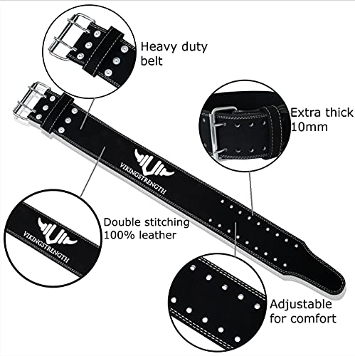 Vikingstrength Premium Weight Lifting Belt with Lifting Straps, Gym Weightlifting Belt for Men and Women, perfect for Squat, Powerlifting, Crossfit and Deadlifting M-4XL + V-Strength Workout App - size: L
