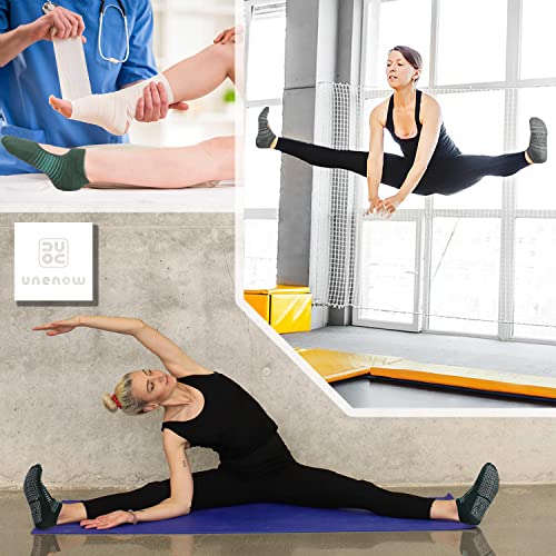 unenow Non Slip Grip Yoga Socks for Women with Cushion for Pilates, Barre, Home - color: Three Pairs Stripes-dark Green/Grey/Green