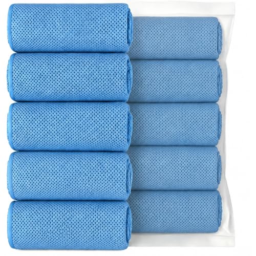 Puomue 5 Pack Cooling Towels, 40 Inches X 12 Inches, Breathable Soft Chilly Microfiber Towel for Yoga, Sport, Running, Workout, Gym, Camping and Fitness, Blue - color: Blue