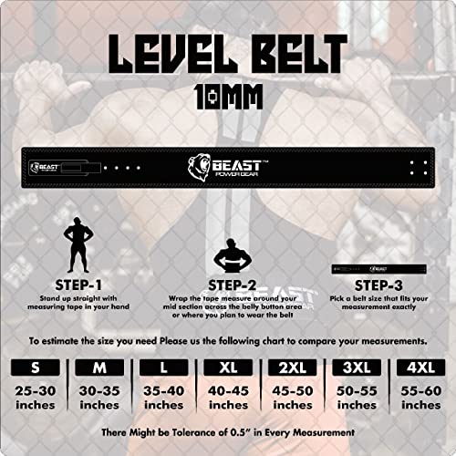 Beast Power Gear Weight Lifting Belt Lever Buckle 10MM 13MM Thick & 4 Inches Free Strap Weightlifting, Powerlifting, Deadlifts, Squats Men Women - color: Black/Black, size: Medium